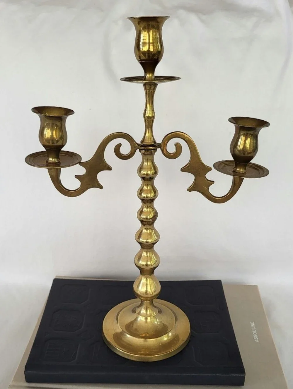 Vintage Brass 3-Arm Candelabra Candle Holder